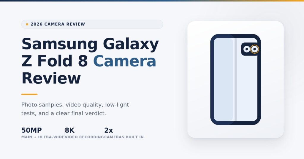 Samsung Galaxy Z Fold 8 rear camera setup with 50MP main and ultra-wide lens